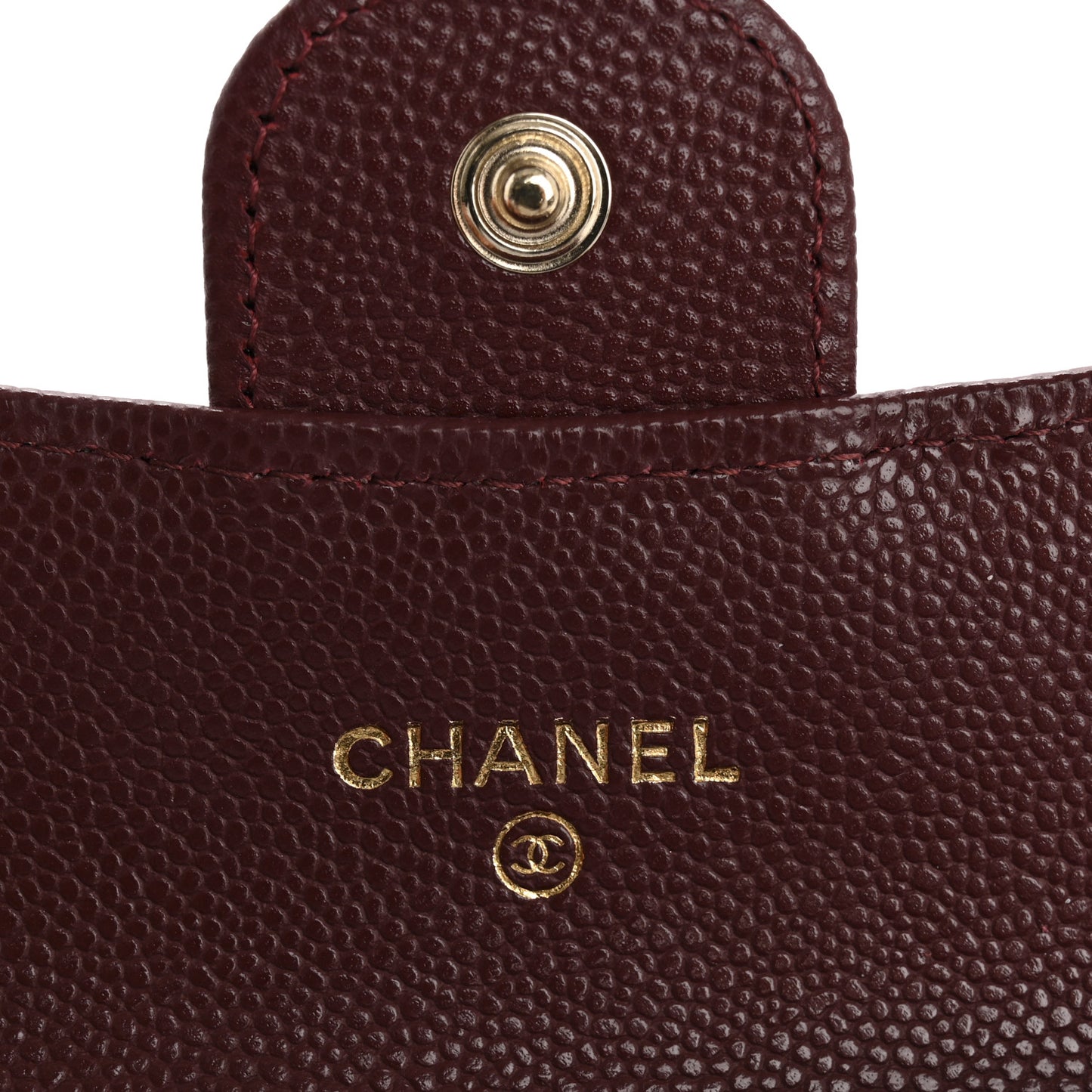 Caviar Quilted Flap Card Holder Wallet Burgundy