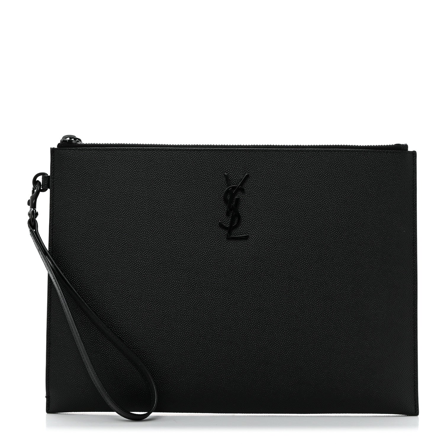 Saint Laurent Grain De Poudre Monogram Monochrome Cassandre Tablet Pouch Black 1 of 9