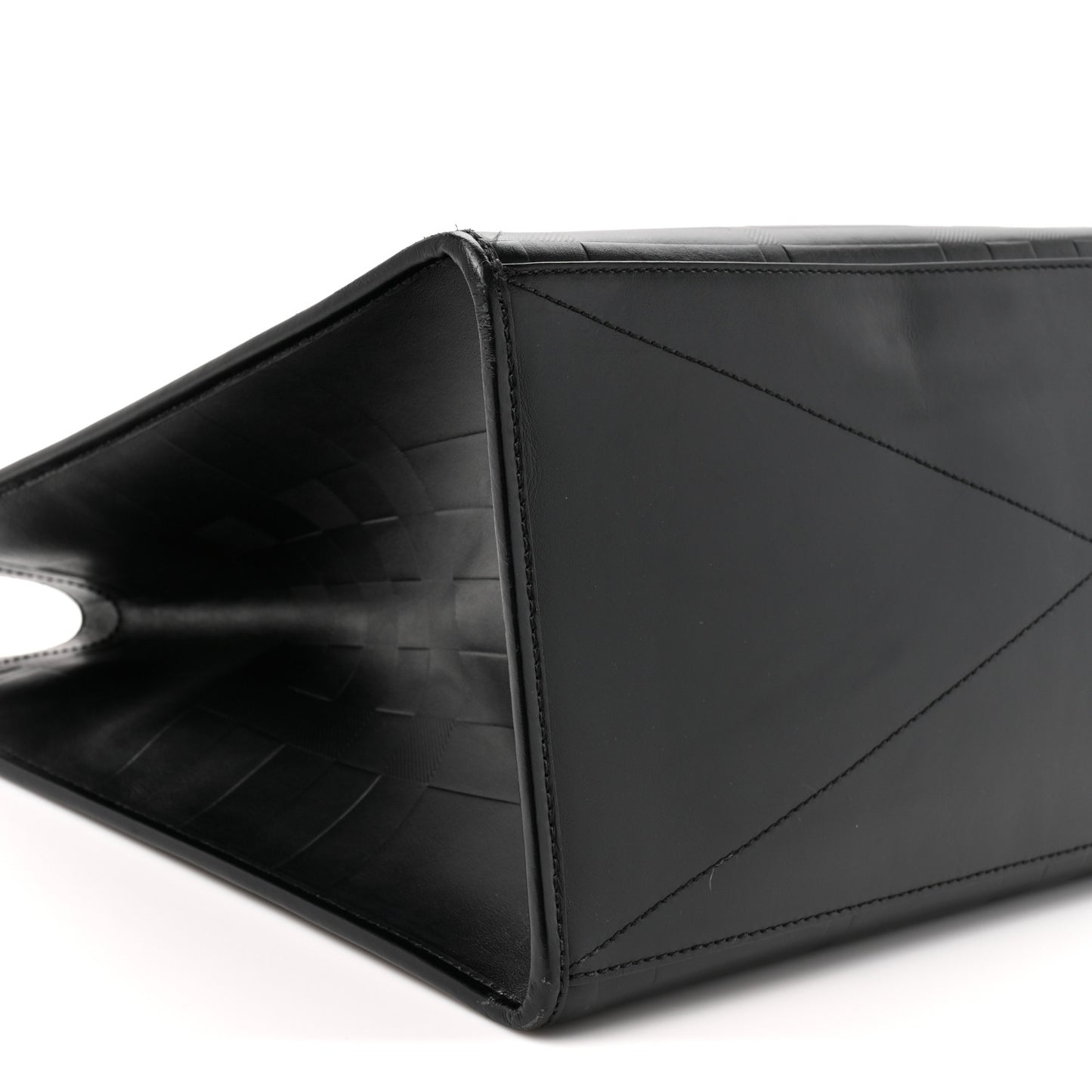 Calfskin Denny Check Embossed Tote Black