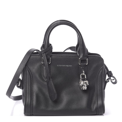 Alexander McQueen Pebbled Calfskin Mini Skull Padlock Zip Around Tote Black 1 of 10