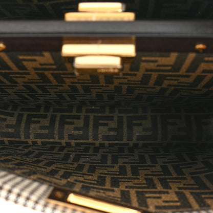 Fendi Wool Fabric Jacquard Cuoio Large Houndstooth FF 1974 Medium Peekaboo I SEE U Satchel Beige Tobacco Moro 5 of 12