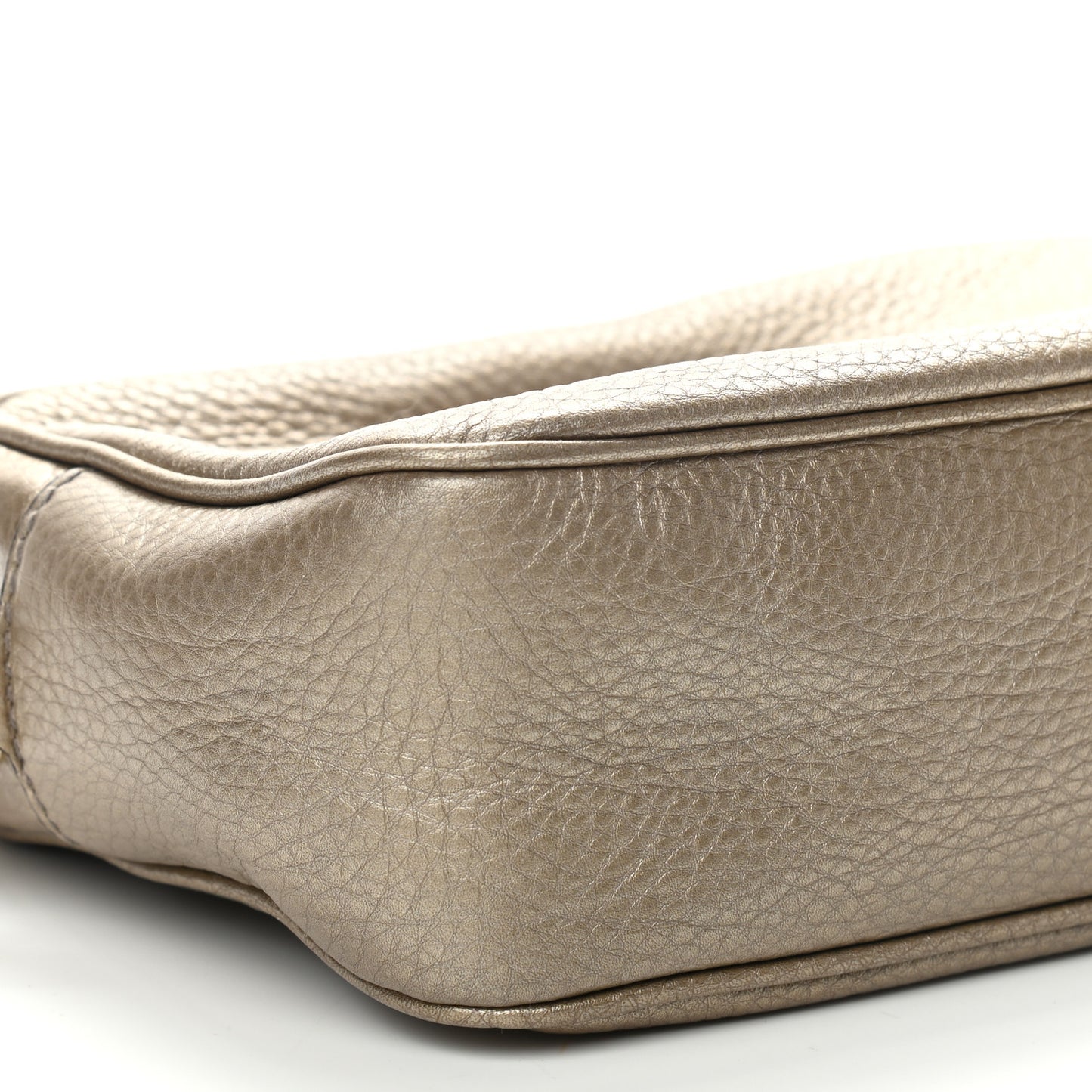 Metallic Pebbled Calfskin Small Soho Disco Bag Golden Beige