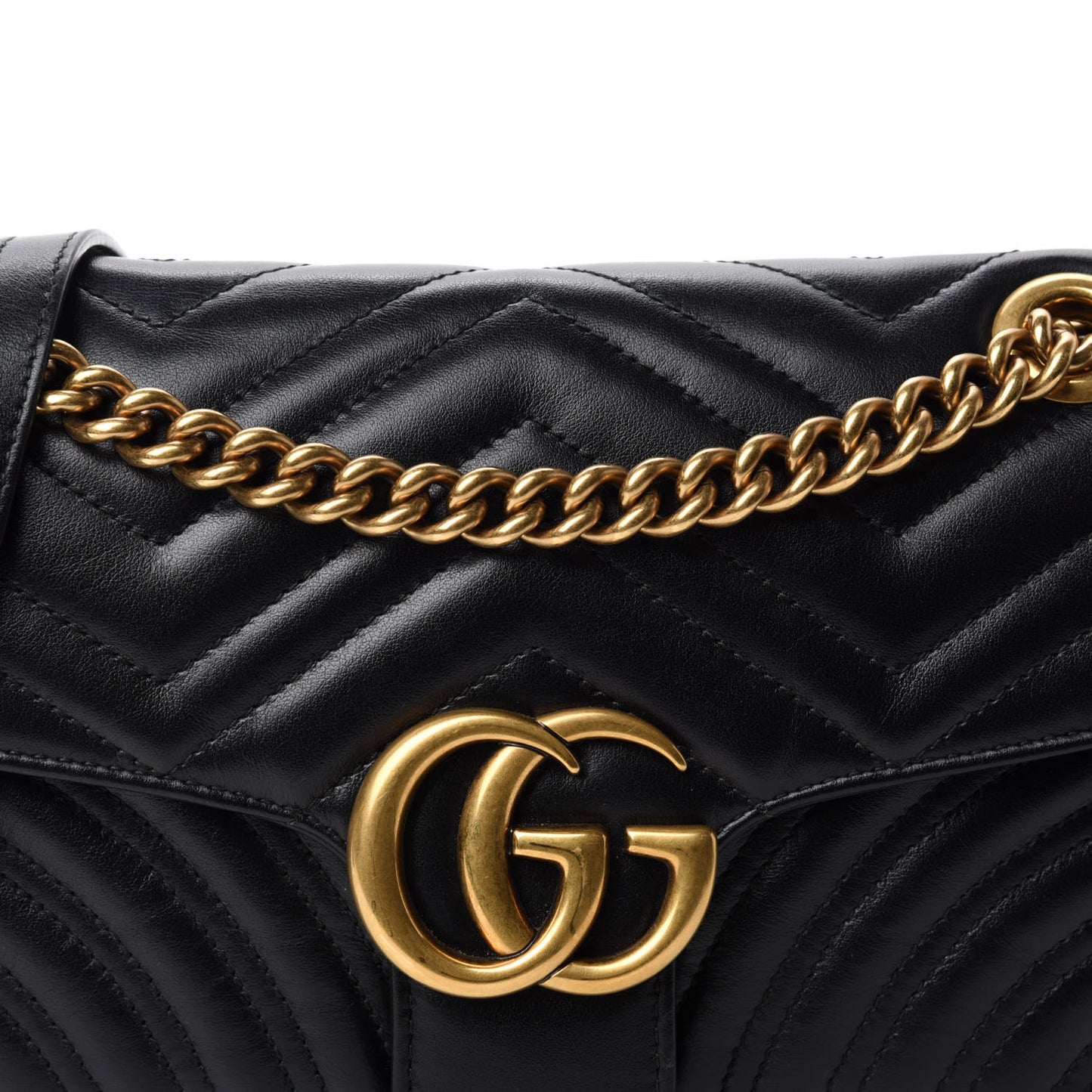 Calfskin Matelasse Small GG Marmont Shoulder Bag Black