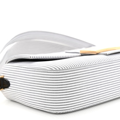 Fendi Cotton Cuoio Bretagna Striped Baguette Grigio White Black 8 of 9