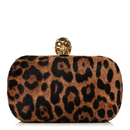 Alexander McQueen Leopard Print Calf Hair Skull Box Clutch 1 of 11