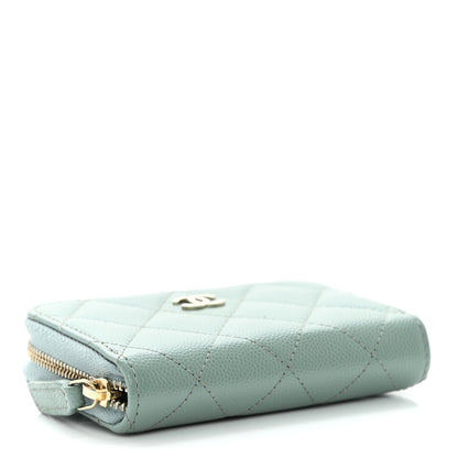Chanel Caviar Quilted Zip Around Coin Purse Wallet Dark Green 5 of 10