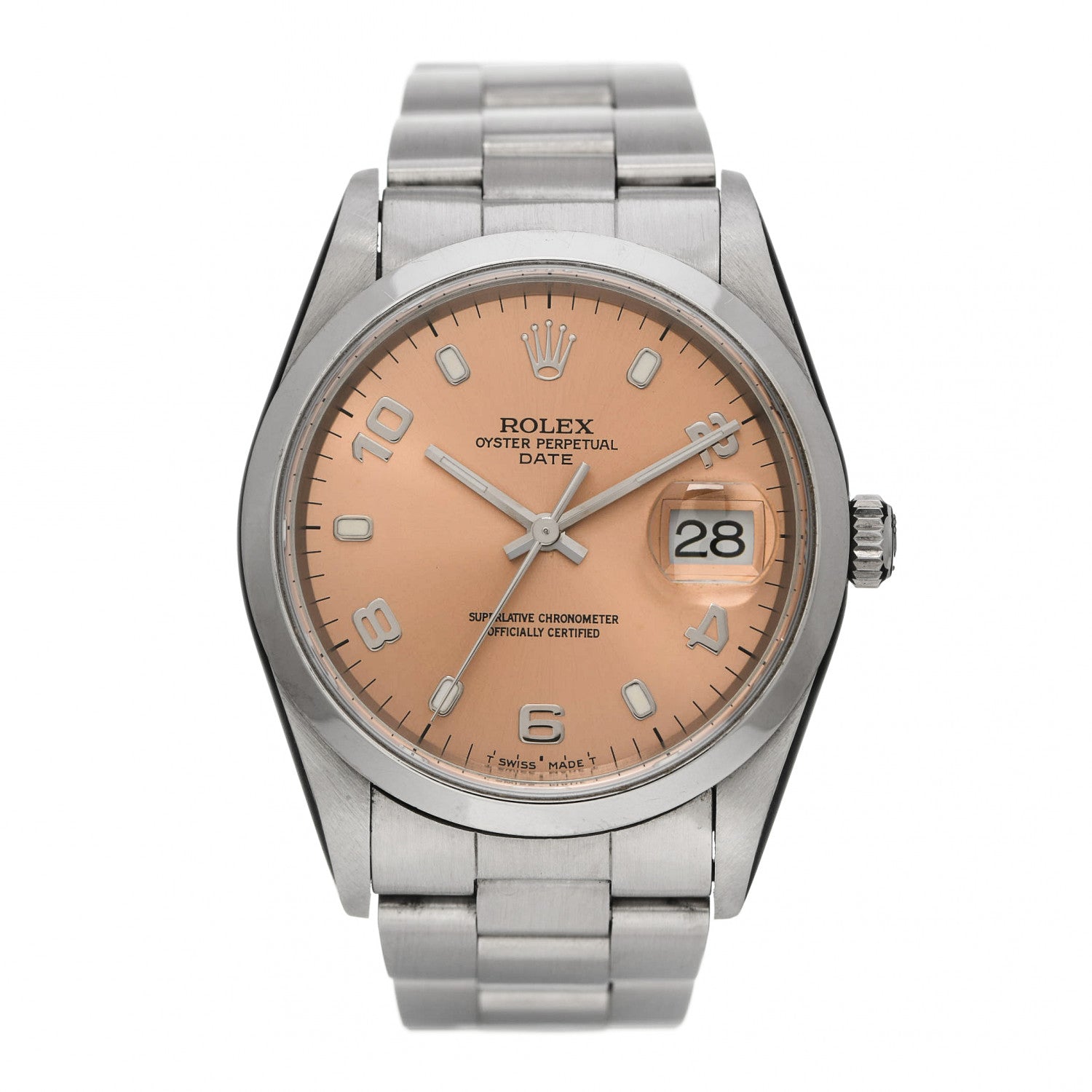 Rolex Stainless Steel 34mm Oyster Perpetual Date Watch Pink 15200 1 of 7