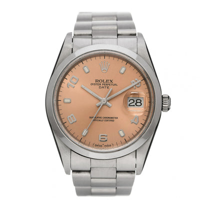 Rolex Stainless Steel 34mm Oyster Perpetual Date Watch Pink 15200 1 of 7