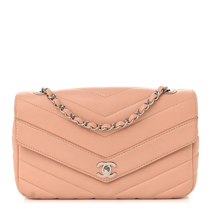 Chanel Caviar Chevron Quilted Single Flap Light Pink 1 of 11
