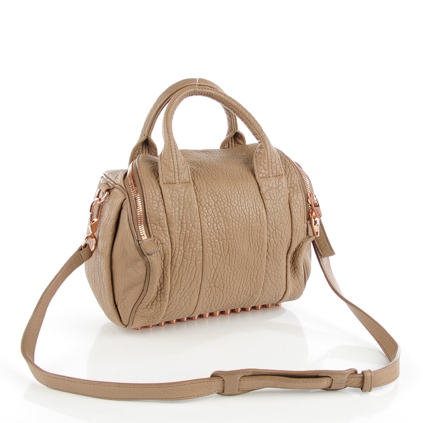 Pebbled Lambskin Rockie Latte Rose Gold Hardware