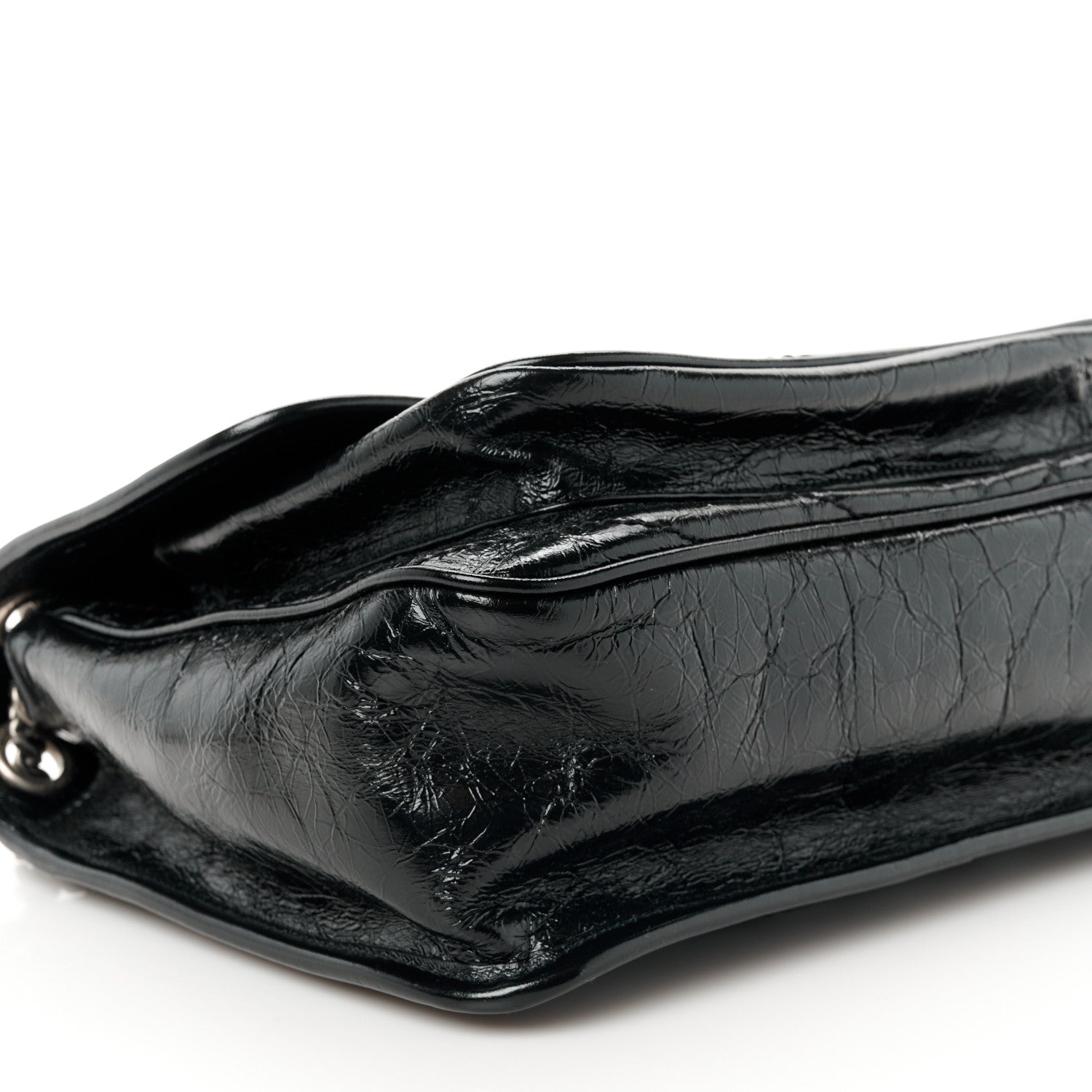 Saint Laurent Crinkled Calfskin Matelasse Monogram Medium Niki Chain Satchel Black 10 of 11