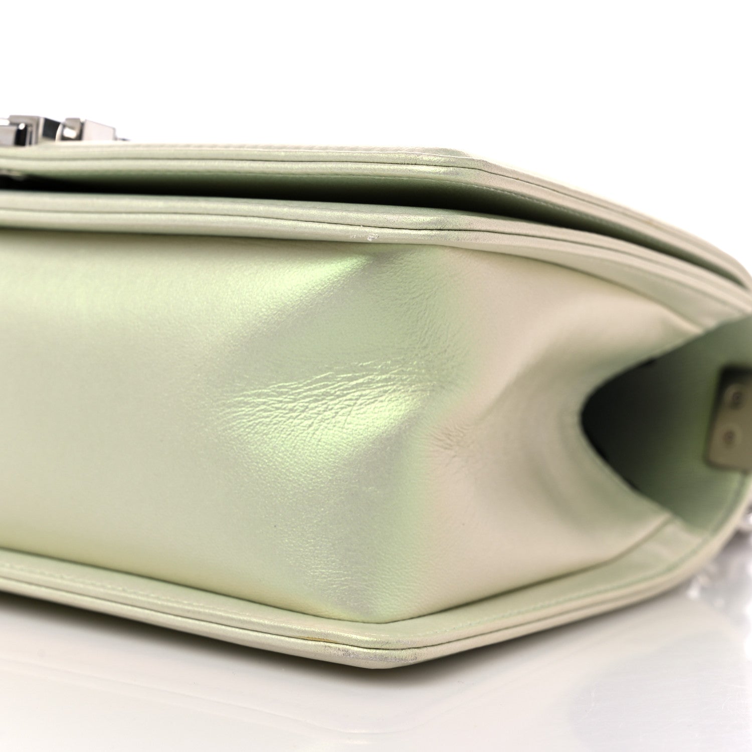 Chanel Iridescent Lambskin Chevron Quilted Medium Boy Flap Green 9 of 10