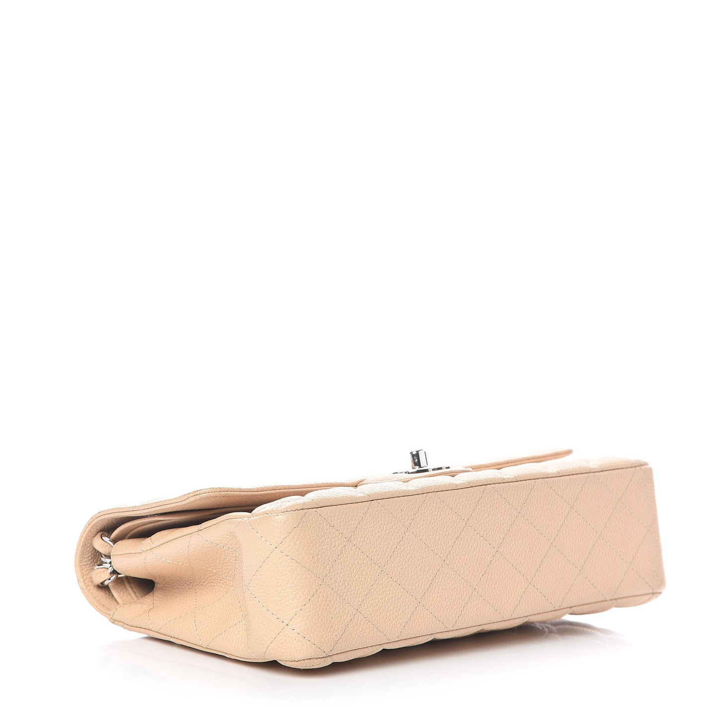 Caviar Quilted Medium Double Flap Beige Clair