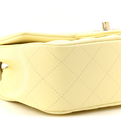 Chanel Lambskin Quilted Mini Rectangular Flap Light Yellow 9 of 10