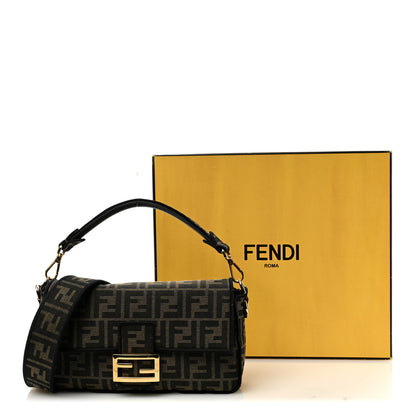 Fendi Fabric Jacquard FF 1974 Medium Baguette Tobacco Moro Black 11 of 11