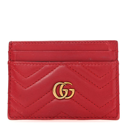 Gucci Calfskin Matelasse GG Marmont Card Holder Hibiscus Red 1 of 8