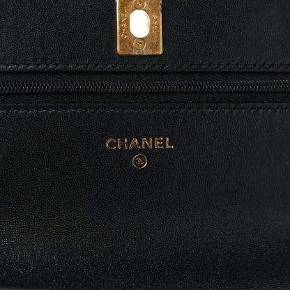 Chanel Lambskin Quilted Sweet Camellia Wallet on Chain WOC Black 6 of 11