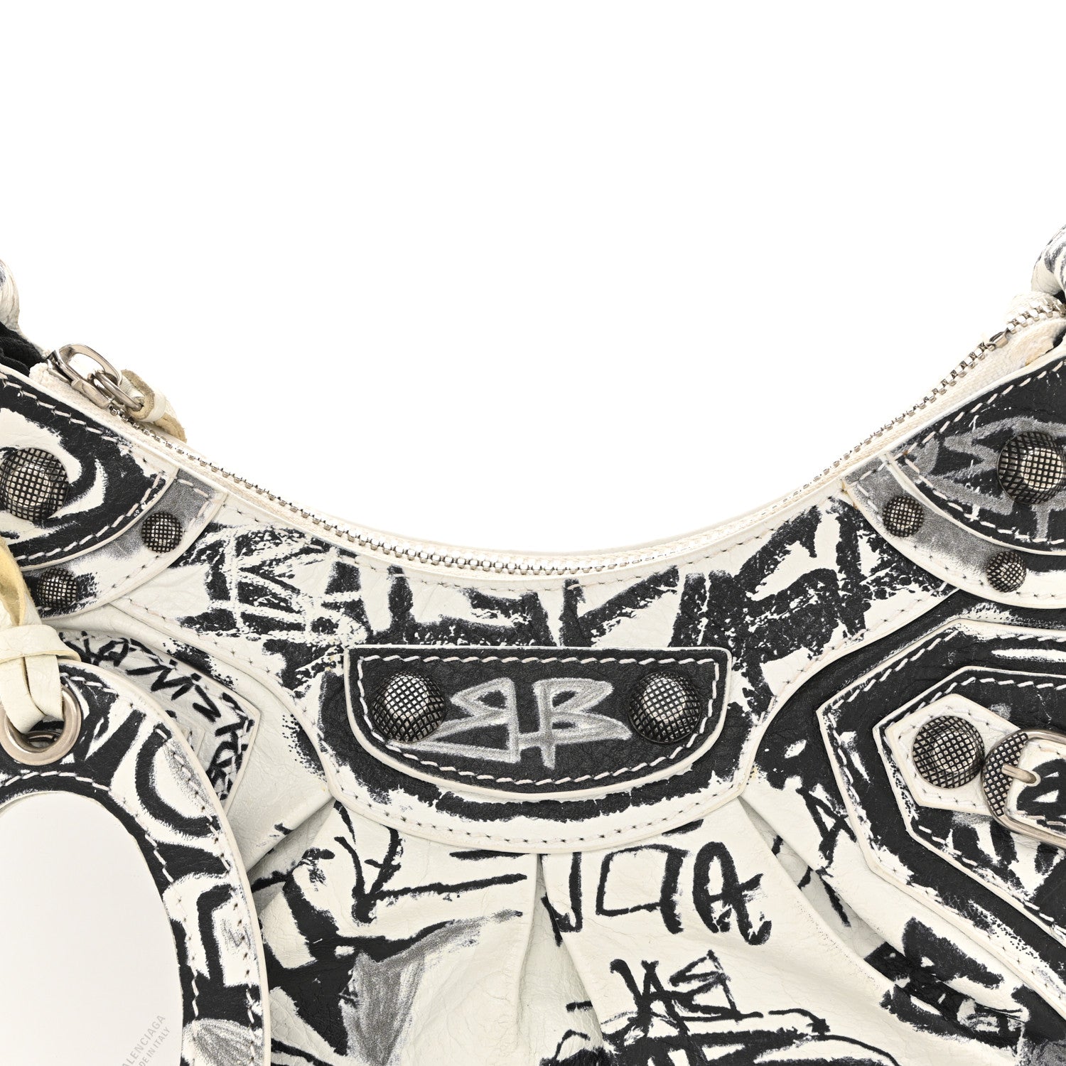Balenciaga Agneau Arena Graffiti Le Cagole Shoulder Bag XS White Black 9 of 15