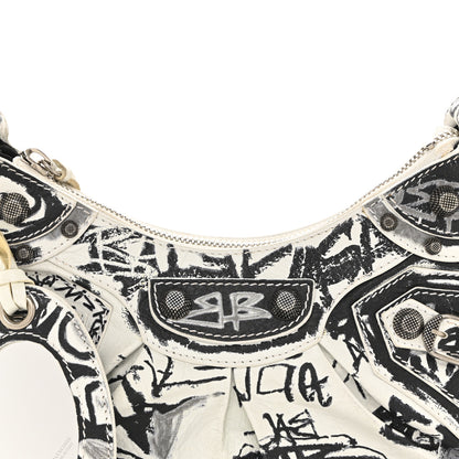 Balenciaga Agneau Arena Graffiti Le Cagole Shoulder Bag XS White Black 9 of 15