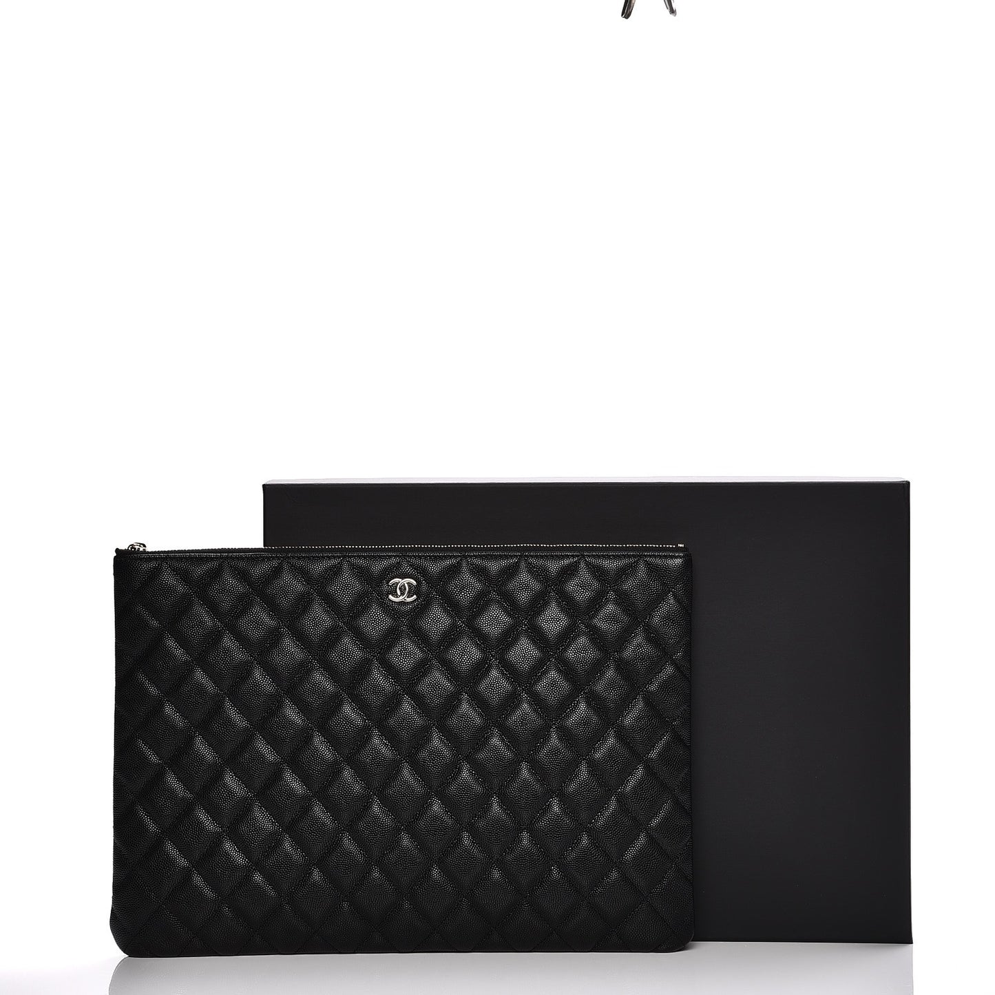 Caviar Quilted Large Cosmetic Case Black