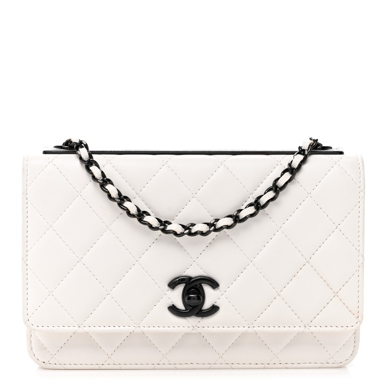 Chanel Lambskin Quilted Mini Trendy CC Wallet On Chain WOC White 1 of 11