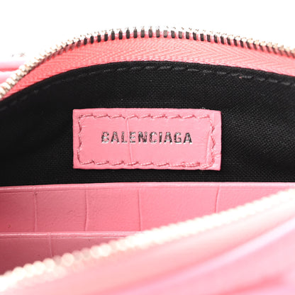 Balenciaga Extra Supple Calfskin Crocodile Embossed Le Cagole Mini Purse With Chain Sweet Pink 6 of 9
