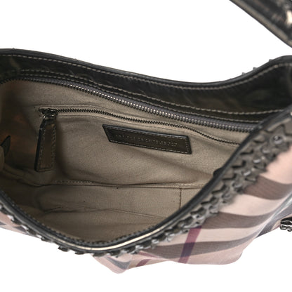 Burberry Metallic Nova Check Patent Hobo Pewter 4 of 12