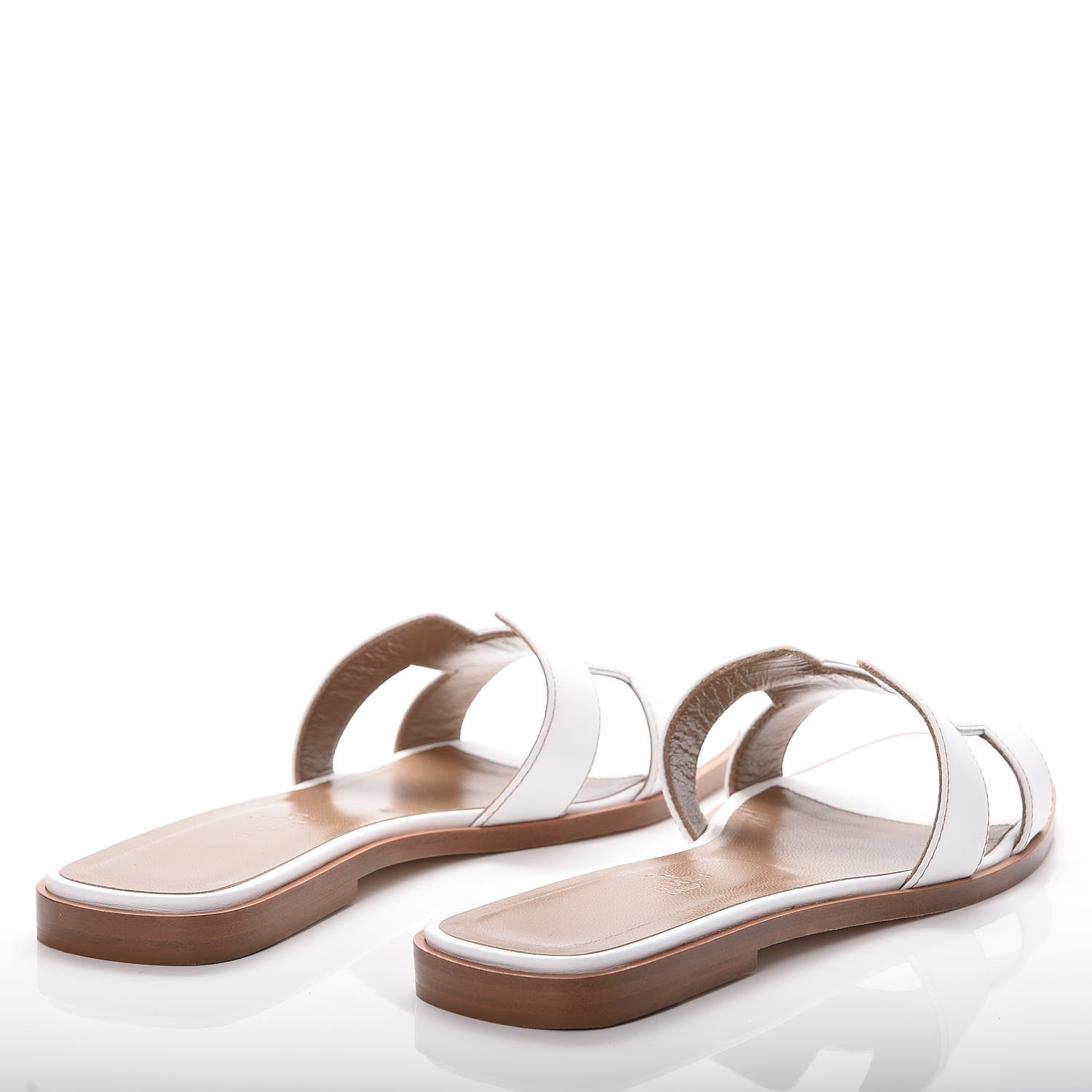 Hermes Box Calfskin Oran Sandals 38 White 3 of 7
