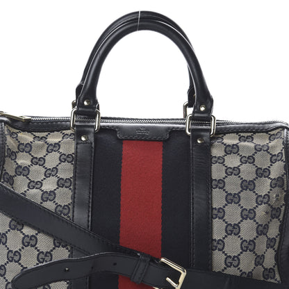 Gucci Monogram Selleria Calfskin Vintage Web Medium Boston Beige Blue 8 of 8