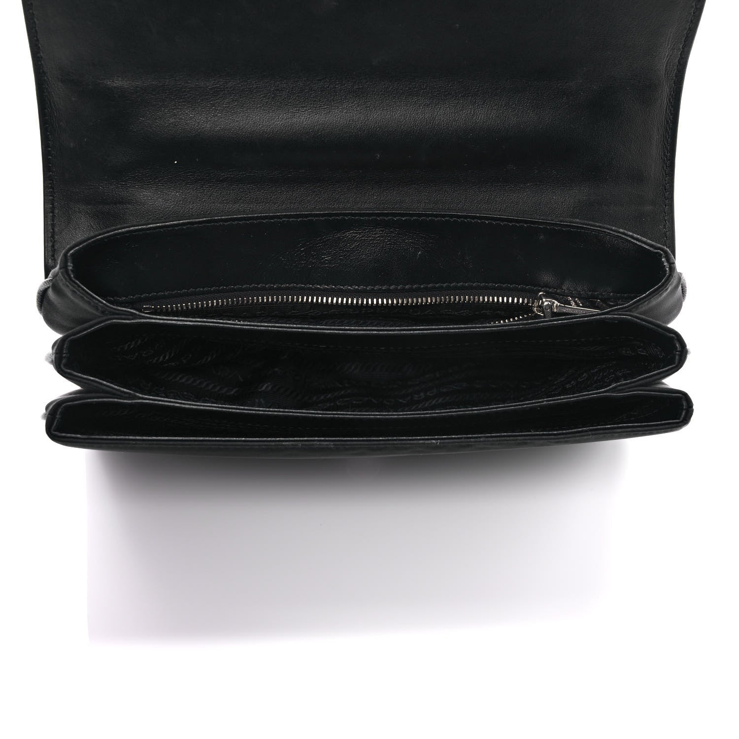 Prada Saffiano Tessuto Nylon Chain Shoulder Bag Black 5 of 9