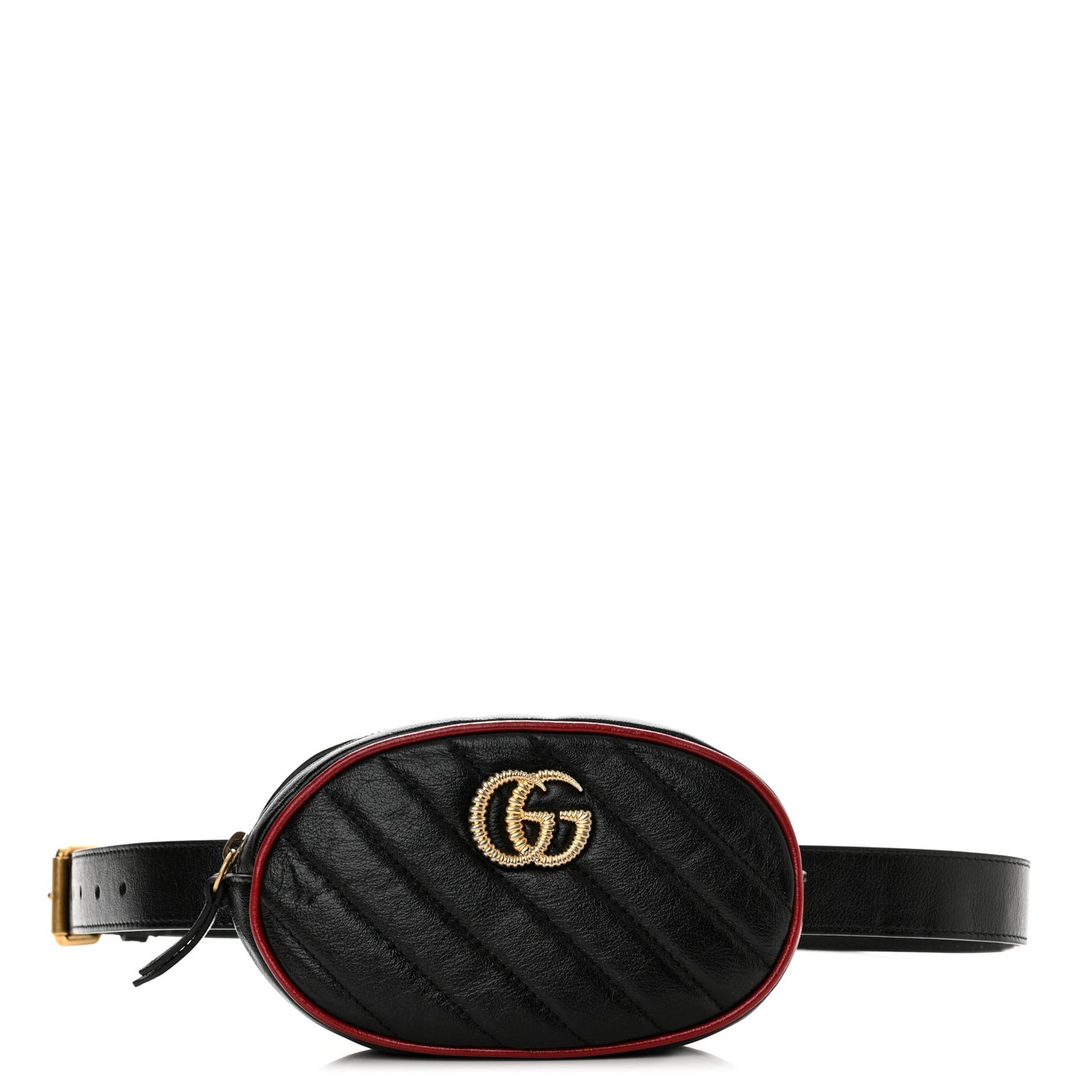 Azalea Calfskin Matelasse Diagonal Torchon GG Marmont Belt Bag 95 38 Black Romantic Cerise