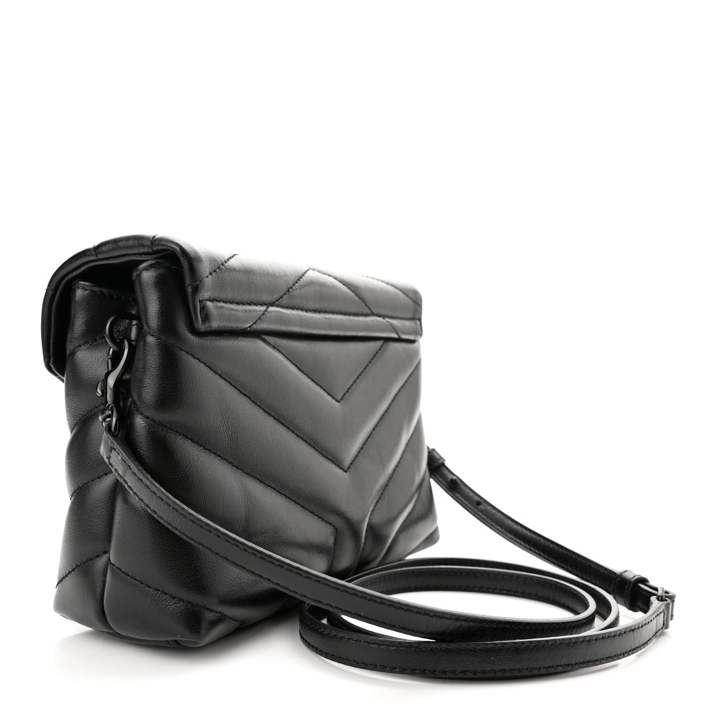 Calfskin Y Quilted Monogram Toy Loulou Crossbody Bag Black
