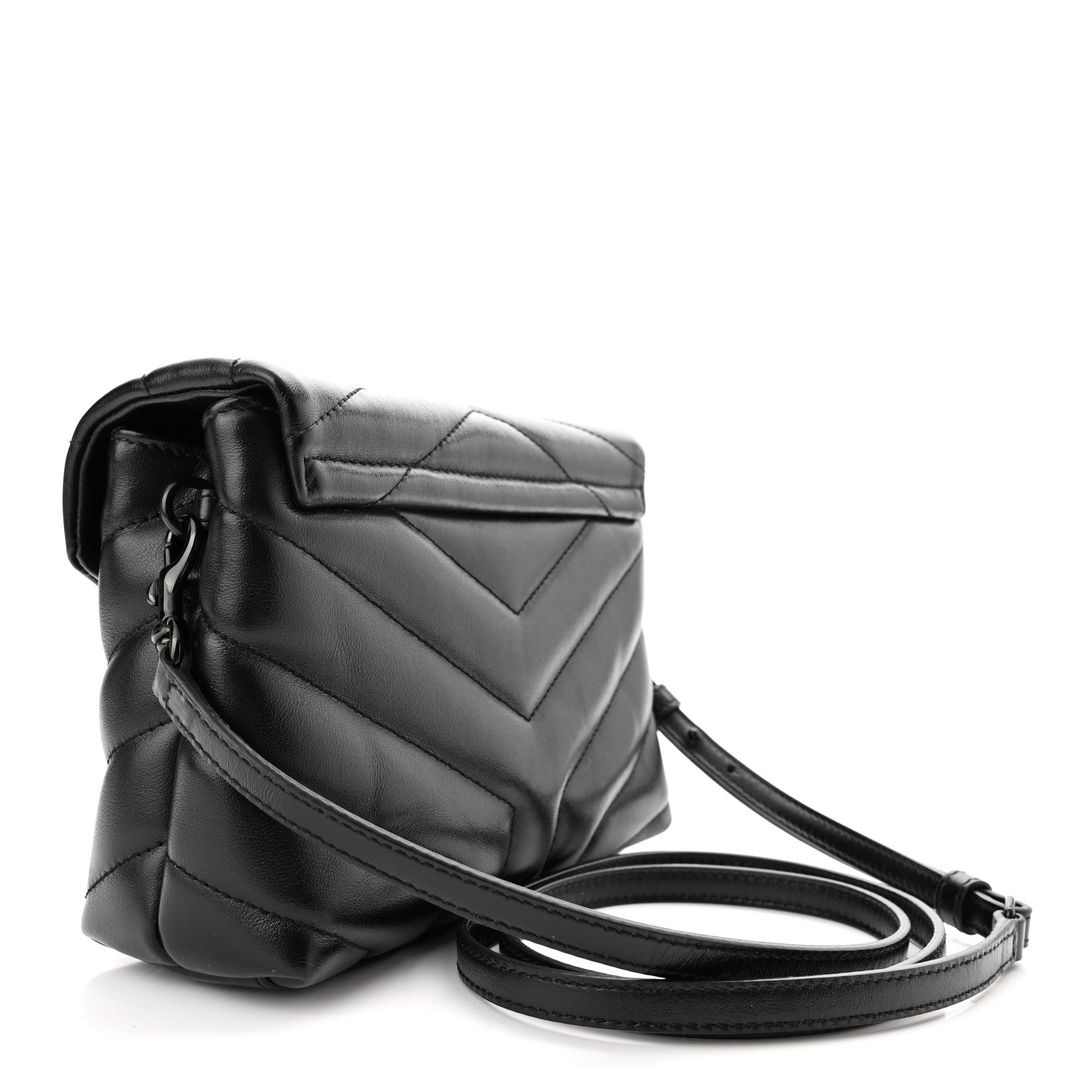 Saint Laurent Calfskin Y Quilted Monogram Toy Loulou Crossbody Bag Black 4 of 12