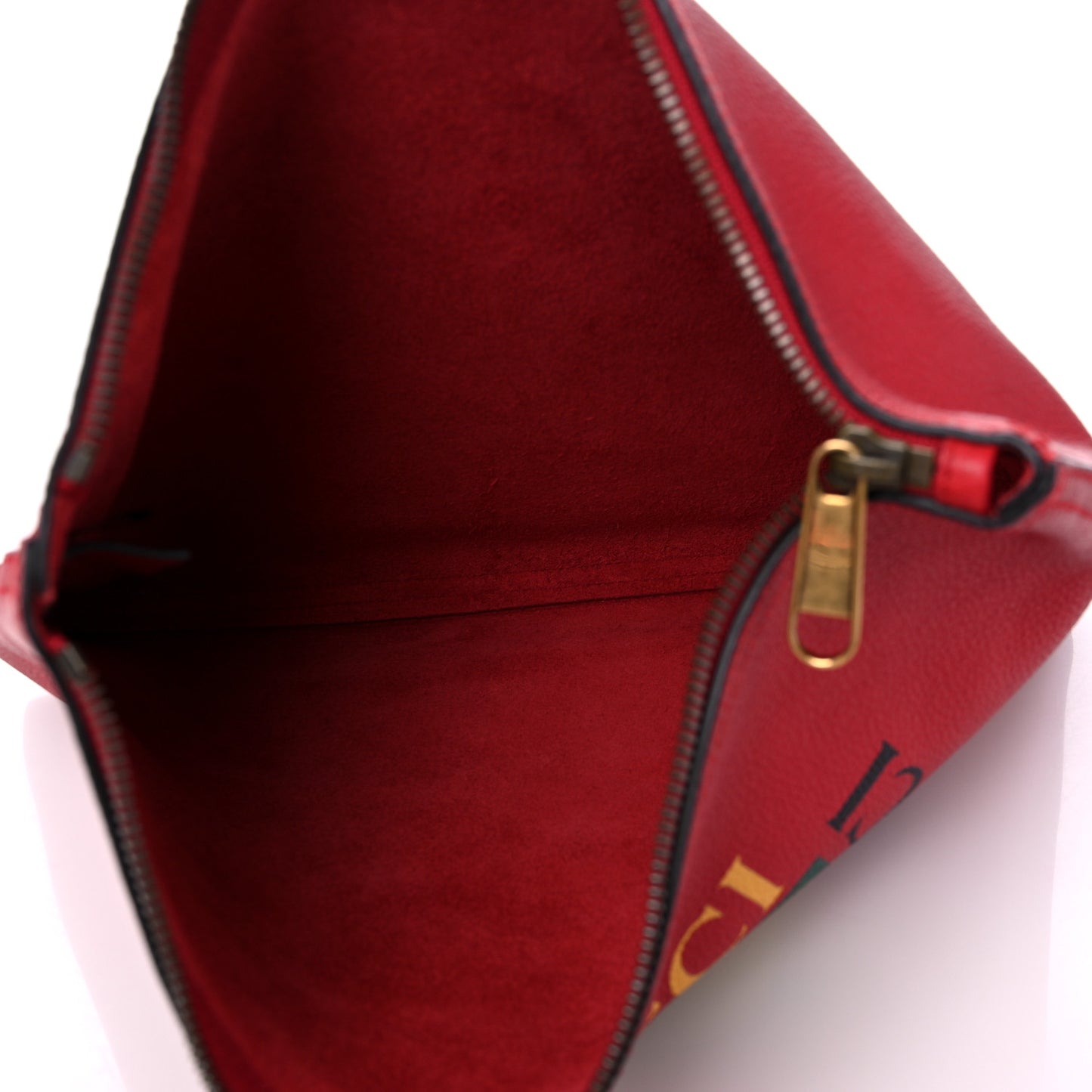 Pebbled Calfskin Medium Logo Portfolio Clutch Hibiscus Red