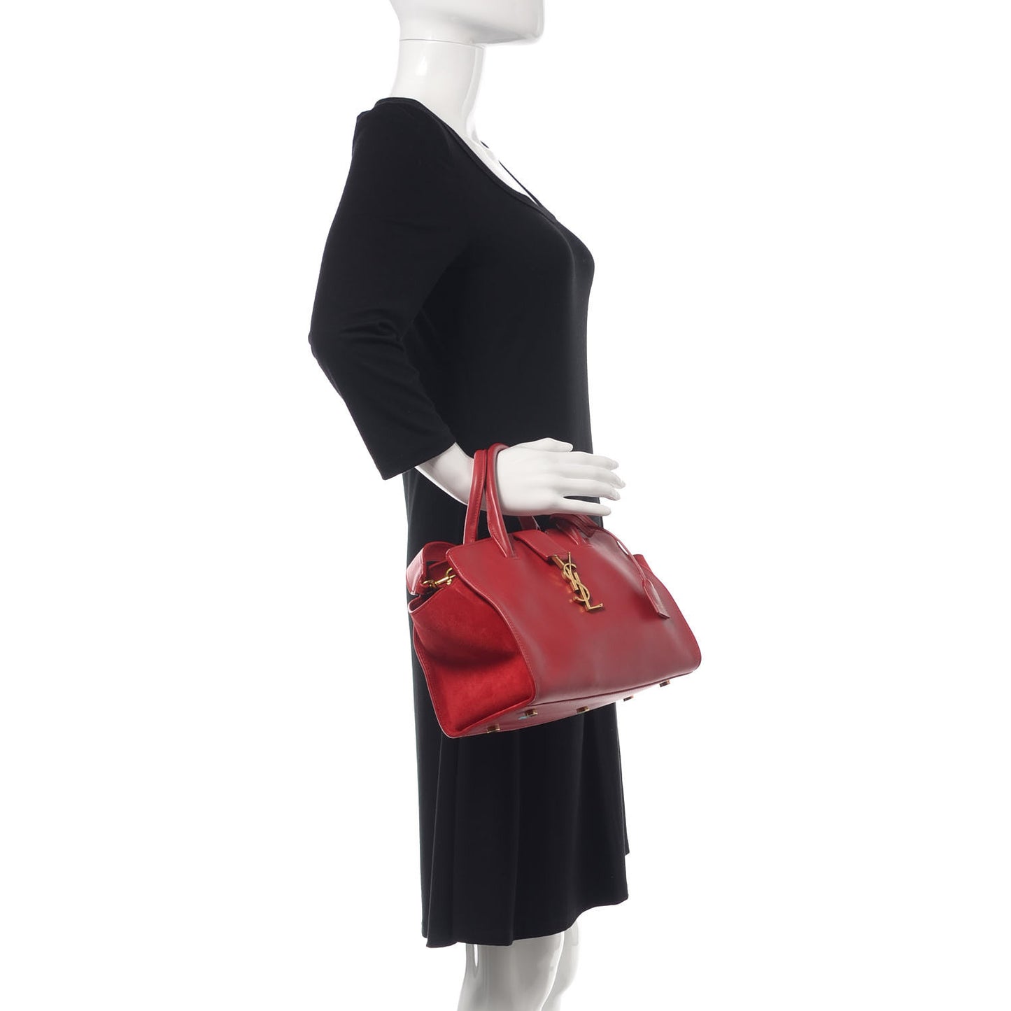Calfskin Suede Baby Monogram Downtown Cabas Red