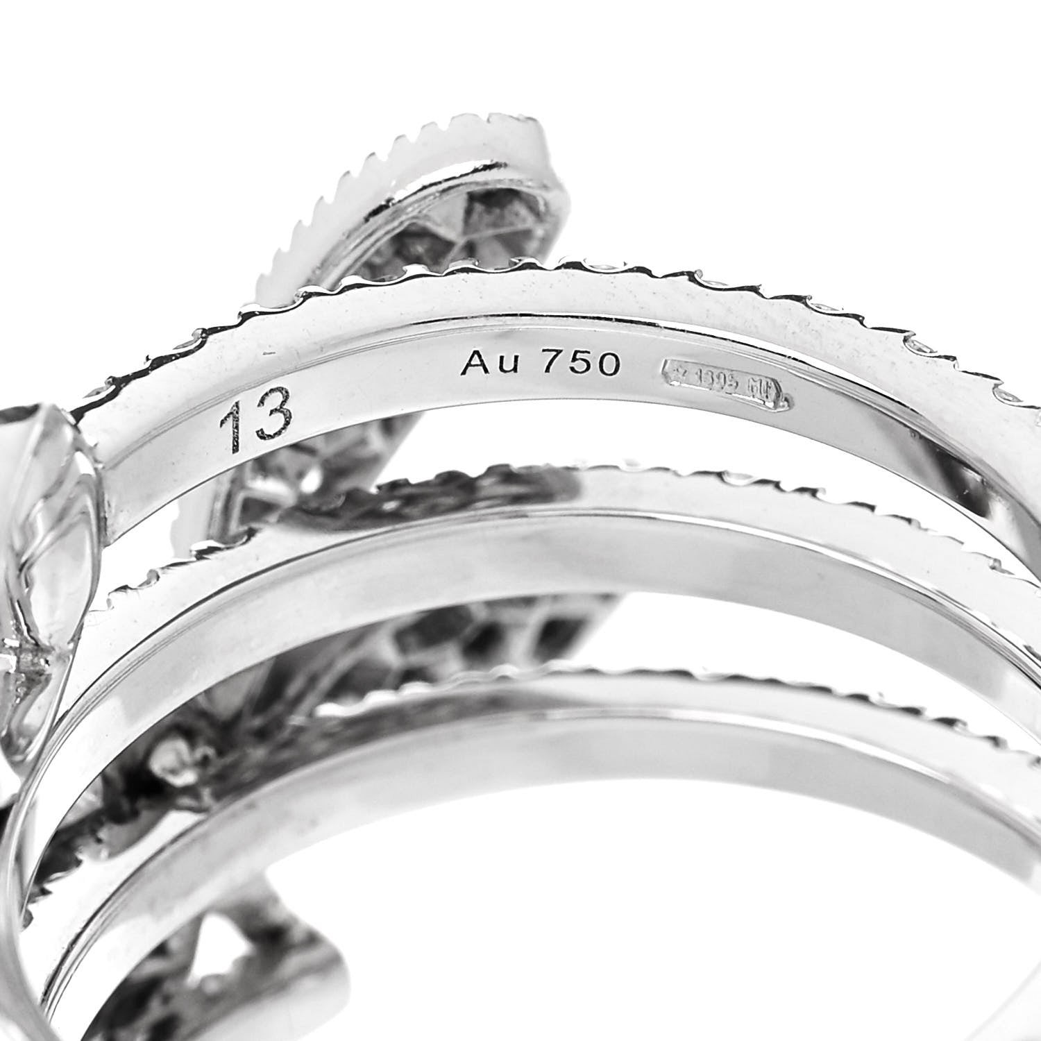 Gucci 18K White Gold Diamond Flora Butterfly Ring 53 6.25 5 of 6