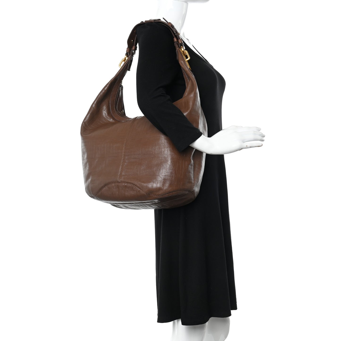 Calfskin Embossed Hobo Brown