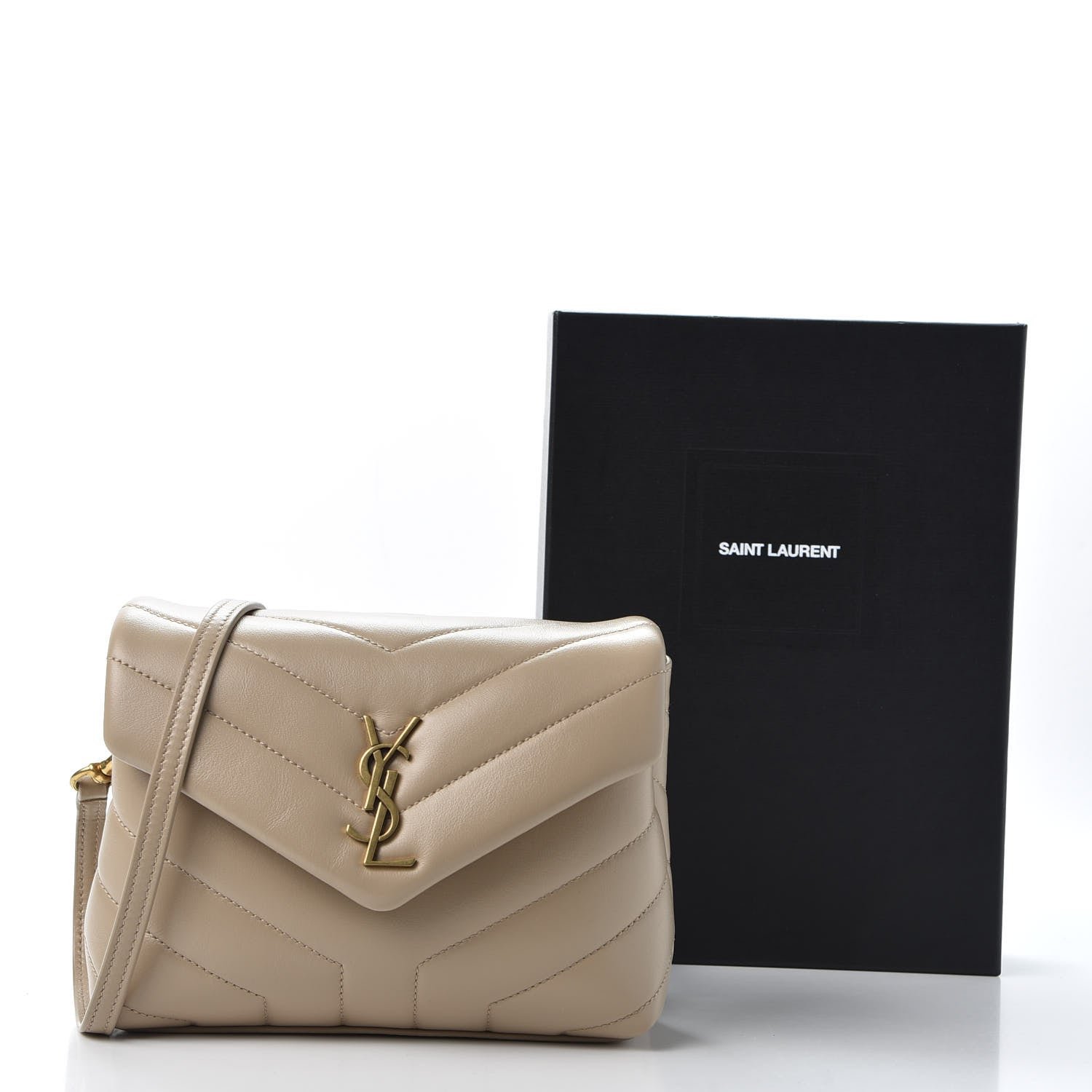 Saint Laurent Calfskin Y Quilted Monogram Toy Loulou Crossbody Bag Dark Beige 11 of 11