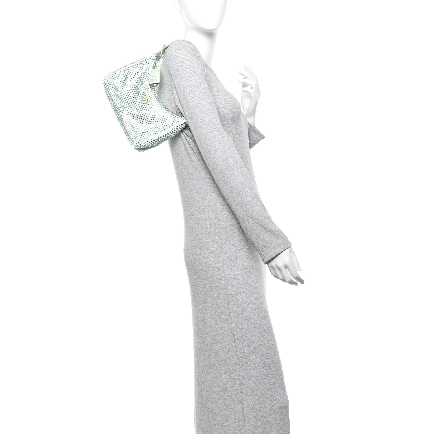 Prada Satin Crystal Mini Re-Edition 2000 Bag Acqua 2 of 9