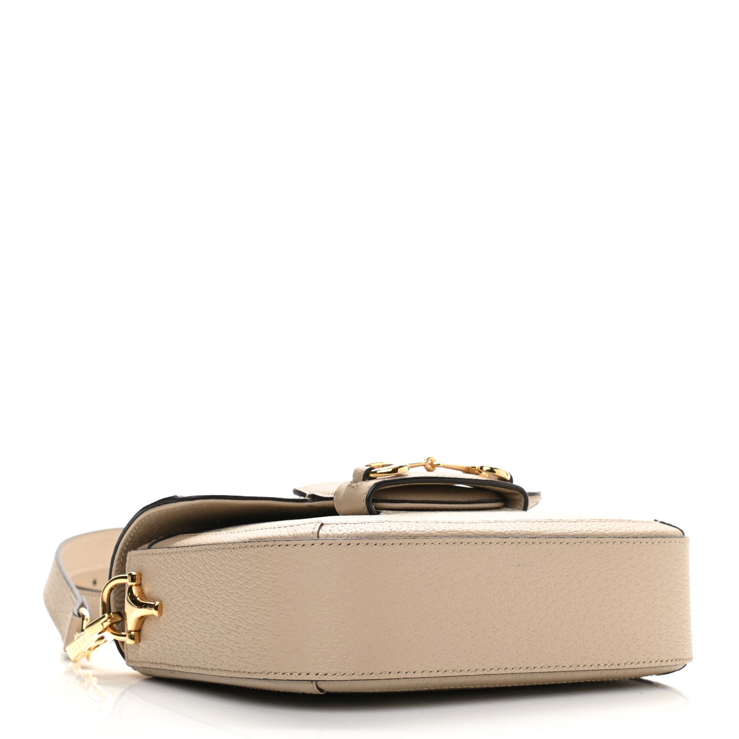 GG Supreme Monogram Textured Dollar Calfskin Web Mini Horsebit 1955 Shoulder Bag Beige Mystic White Oatmeal