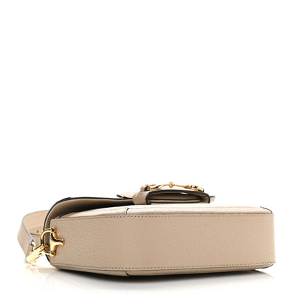 Gucci GG Supreme Monogram Textured Dollar Calfskin Web Mini Horsebit 1955 Shoulder Bag Beige Mystic White Oatmeal 4 of 11
