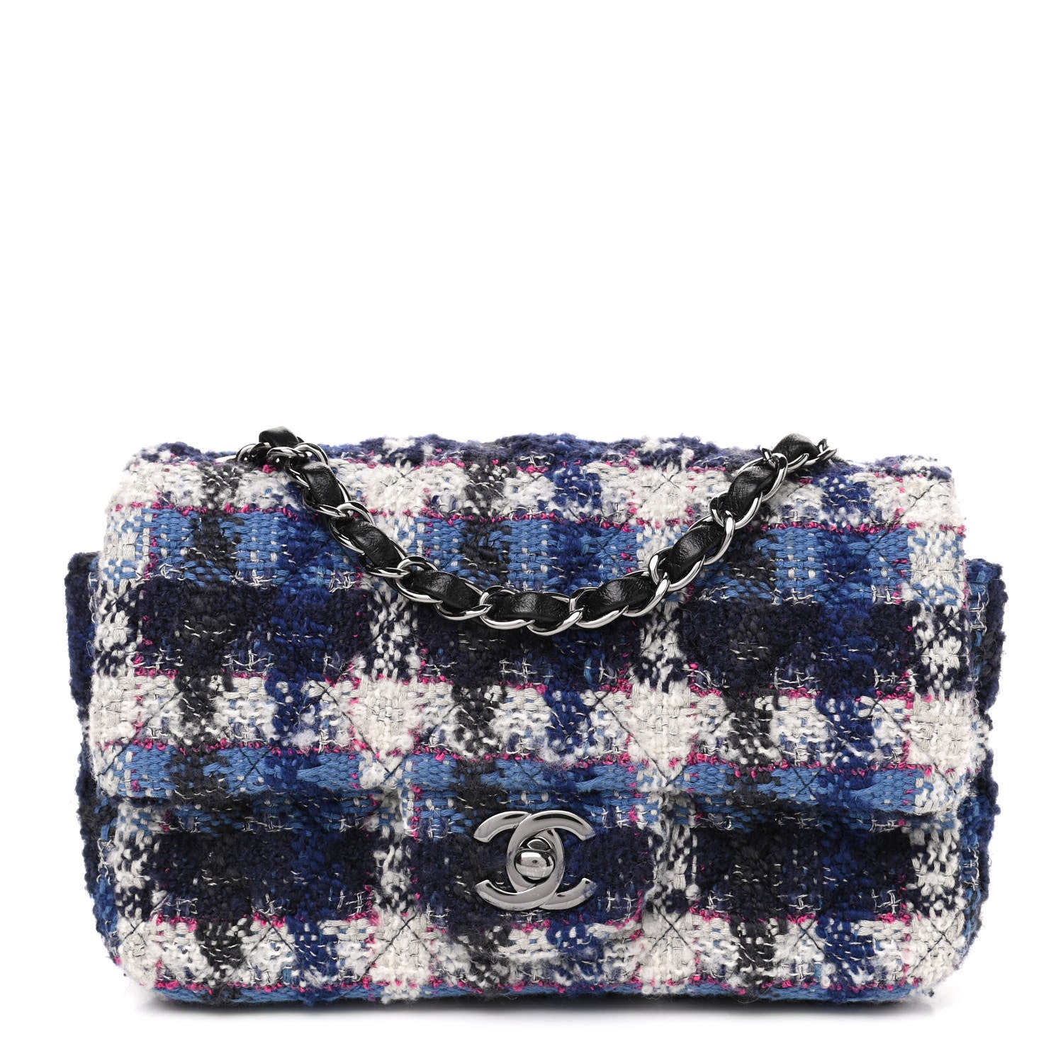 Chanel Tweed Quilted Mini Rectangular Flap Blue Multicolor 1 of 4
