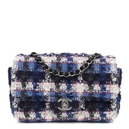 Chanel Tweed Quilted Mini Rectangular Flap Blue Multicolor 1 of 4