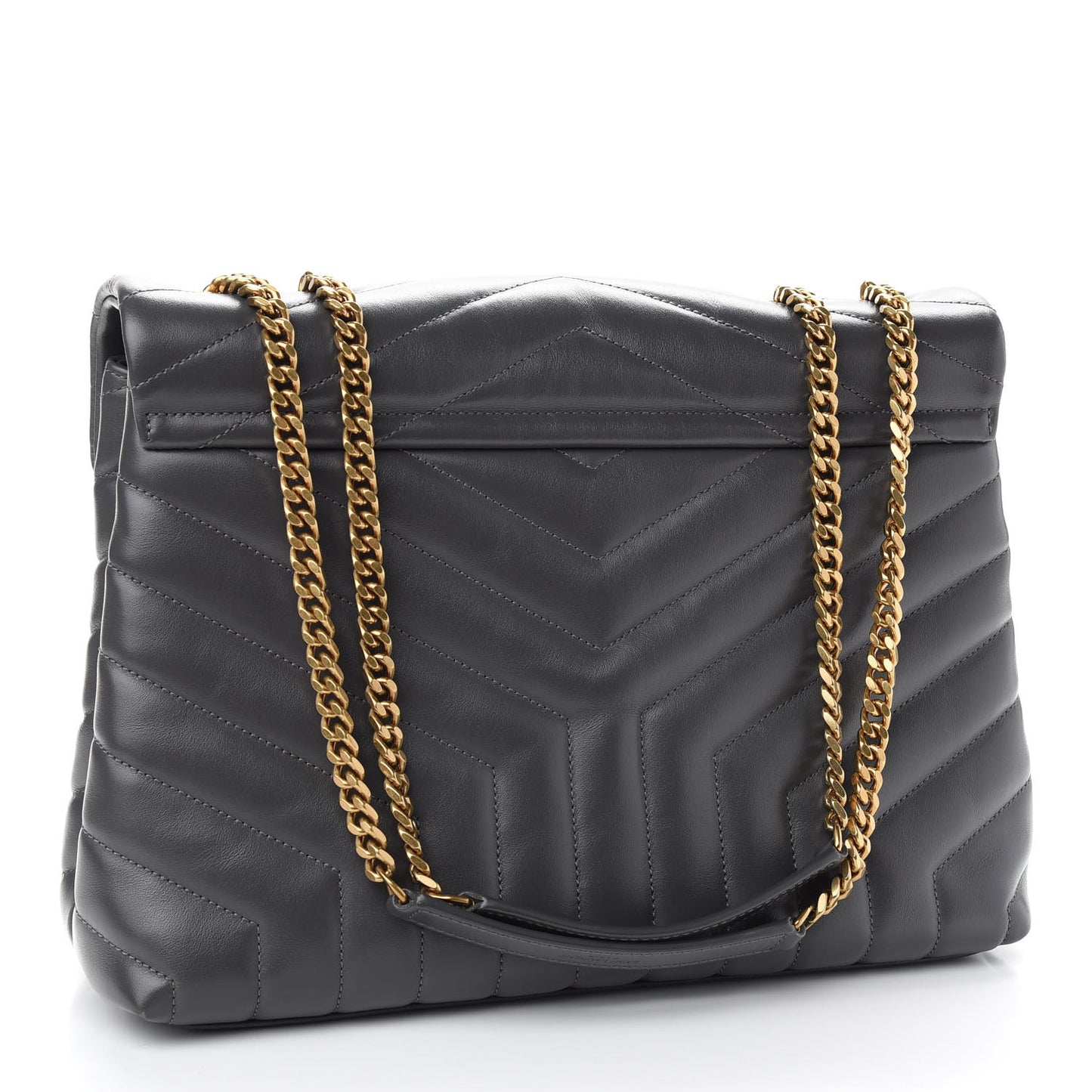 Calfskin Y Quilted Monogram Medium Loulou Chain Satchel Asphalt