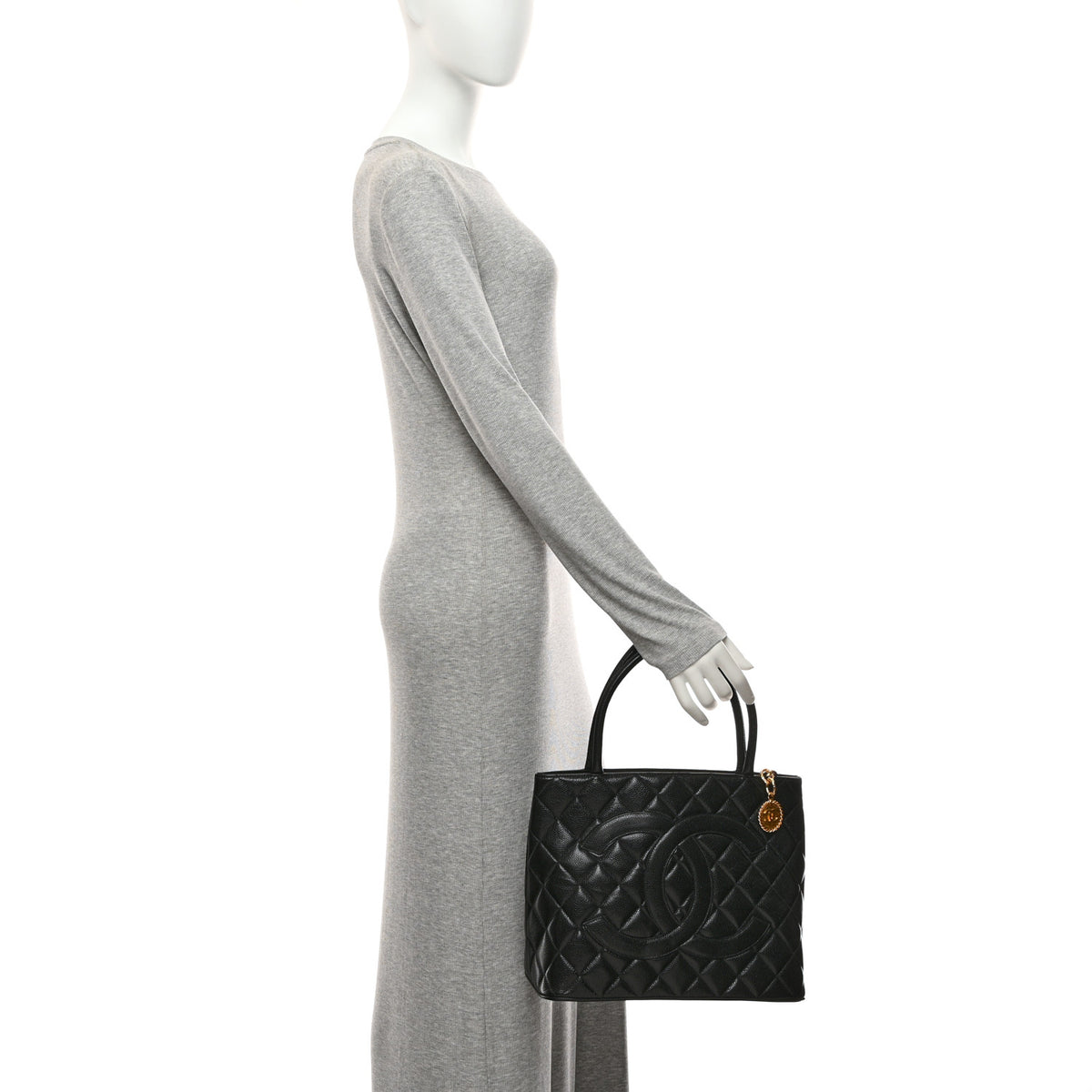 Caviar Quilted Medallion Tote Black
