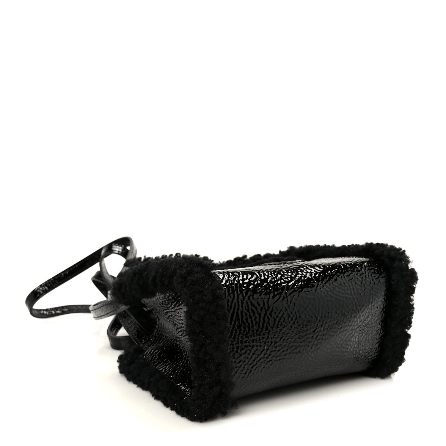 Telfar X UGG Crinkle Patent Shearling Small Shopping Bag Black 4 of 11