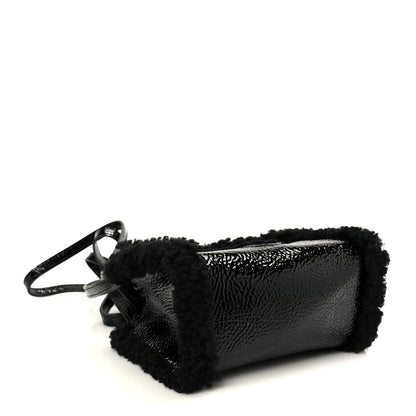 Telfar X UGG Crinkle Patent Shearling Small Shopping Bag Black 4 of 11