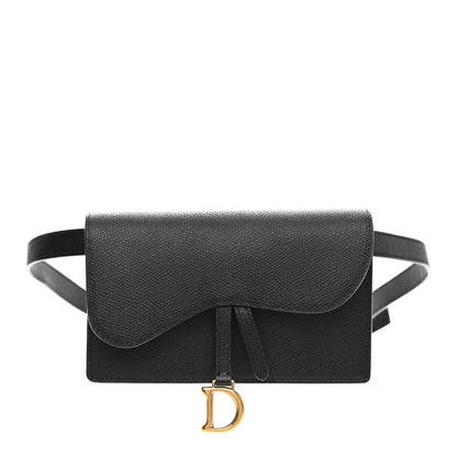 Christian Dior Grained Calfskin Saddle Belt Clutch Black 1 of 10
