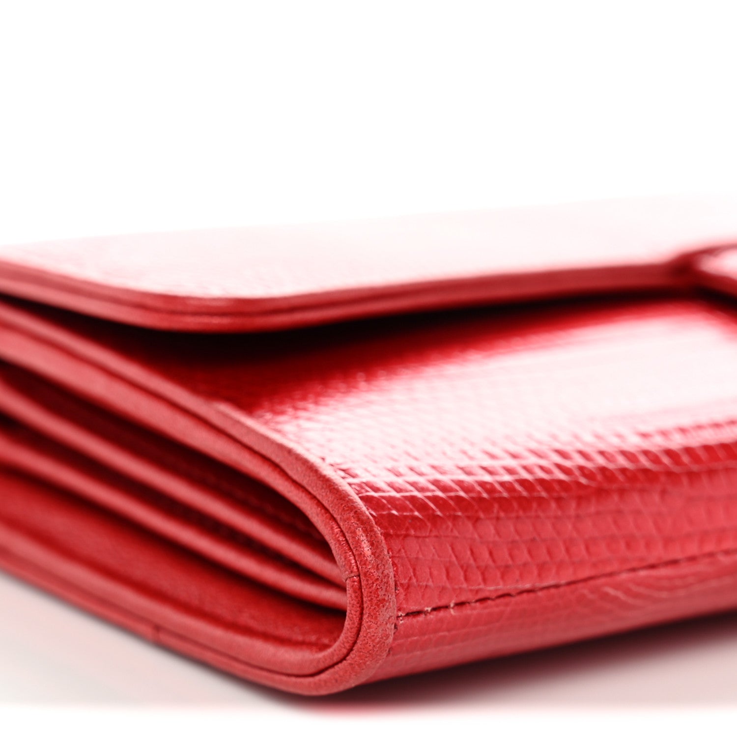 Chanel Lizard Wallet On Chain WOC Red 9 of 11