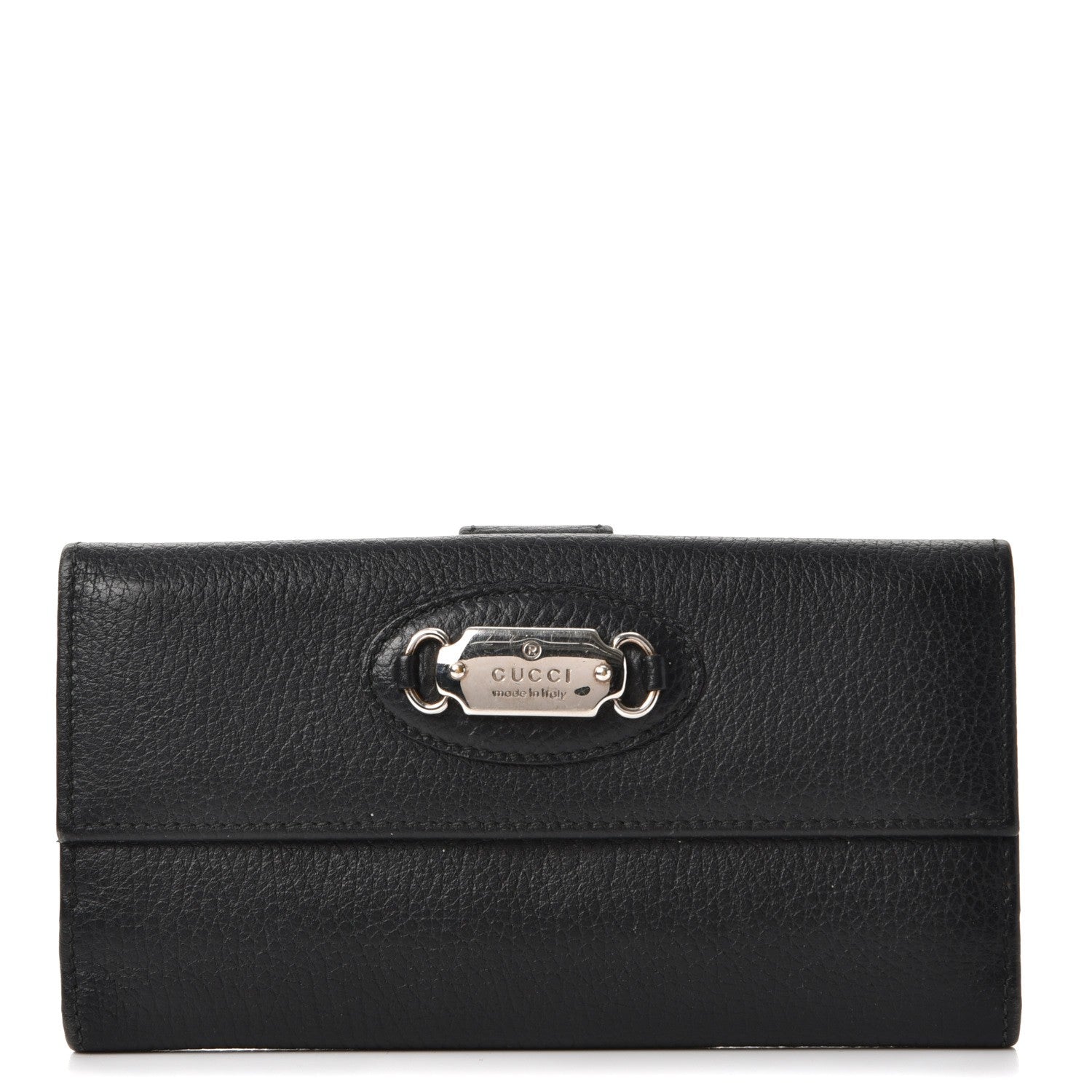 Gucci Dollar Calfskin Punch Continental Flap Wallet Black 1 of 8
